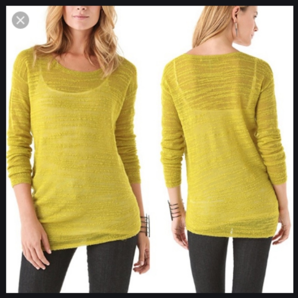 Halston Heritage Chartreuse Crew Neck Slub Sweater